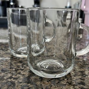 Set of 2 clear glass nespresso mugs